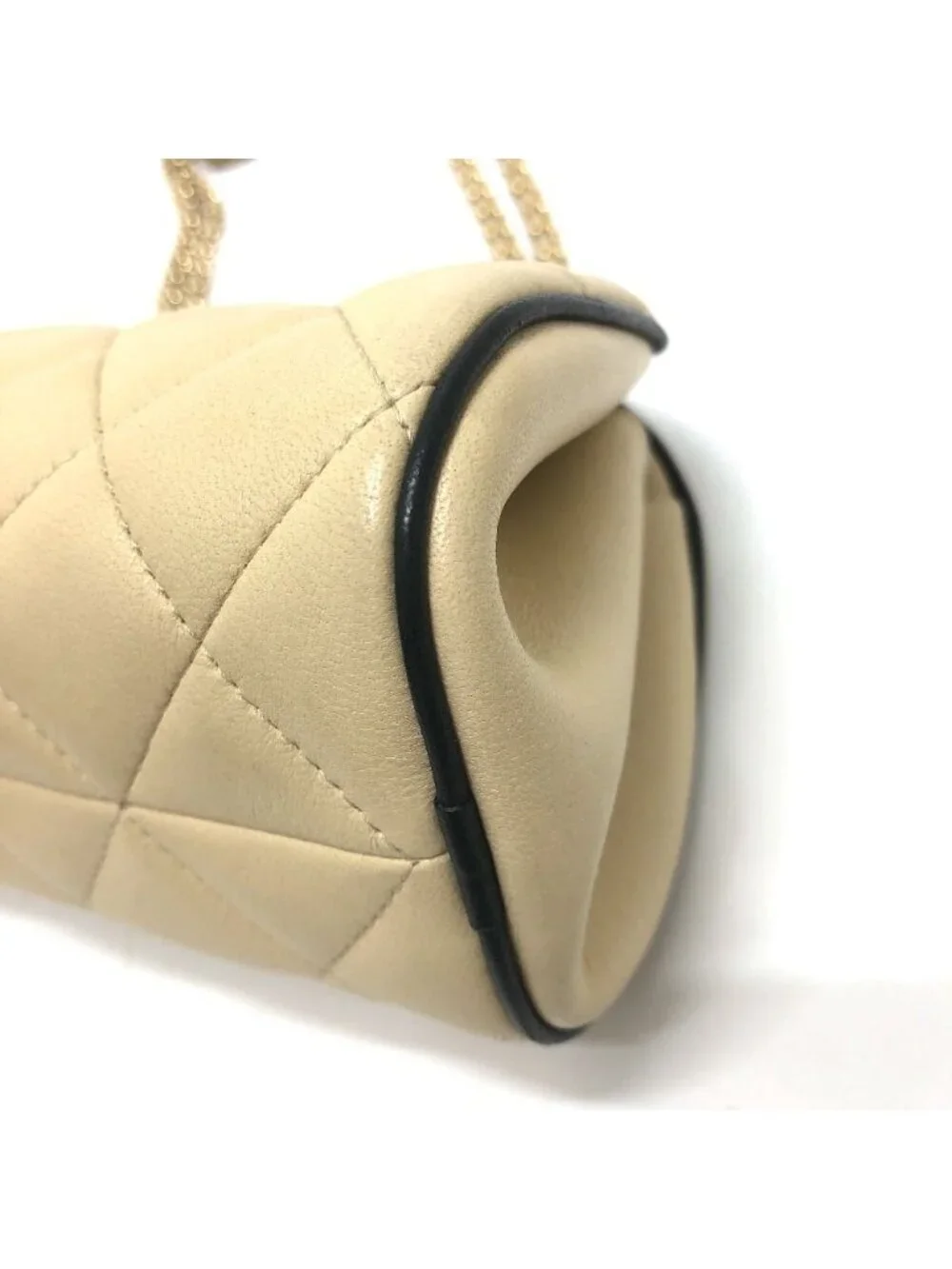 Chanel Shoulder Bag Chain Clutch Lambskin Beige